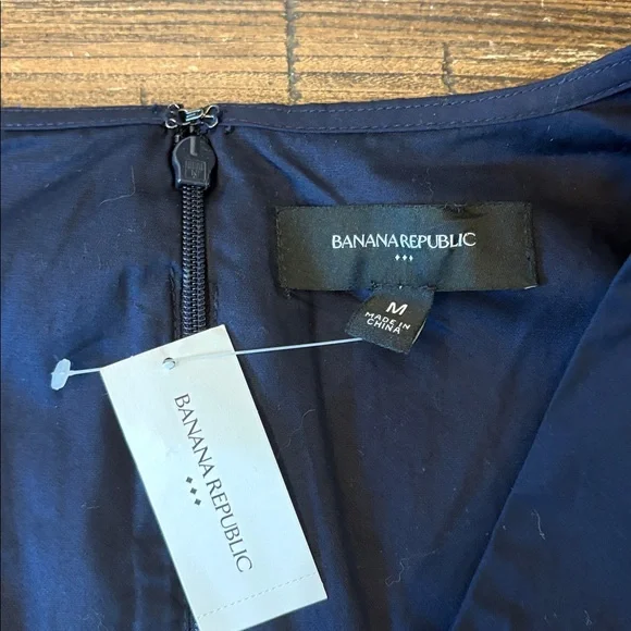 Banana Republic Factory Navy Blue Puff-Sleeve Midi Dress Size Medium NWT - Picture 4 of 6